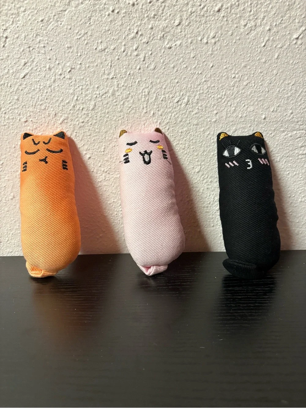 Plush Kitty Cat Toys Orange Pink Black Soft Pet Toy Bundle